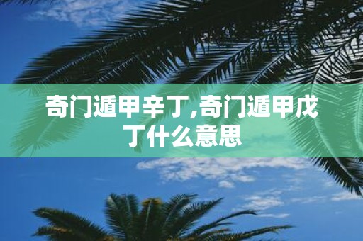 奇门遁甲辛丁,奇门遁甲戊丁什么意思